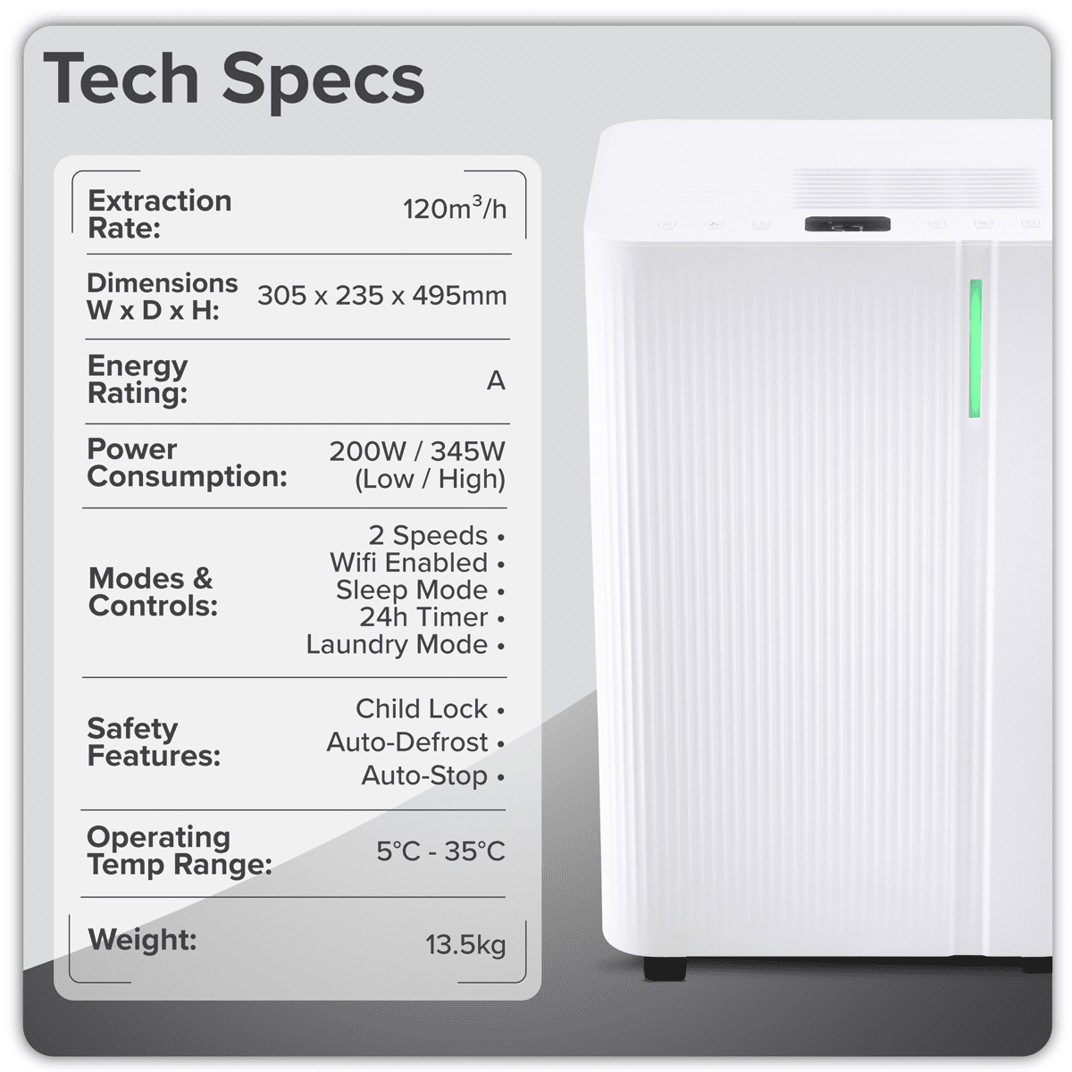 Baridi Dehumidifier with Digital Display & 24hr Timer 20L - White - Image 31