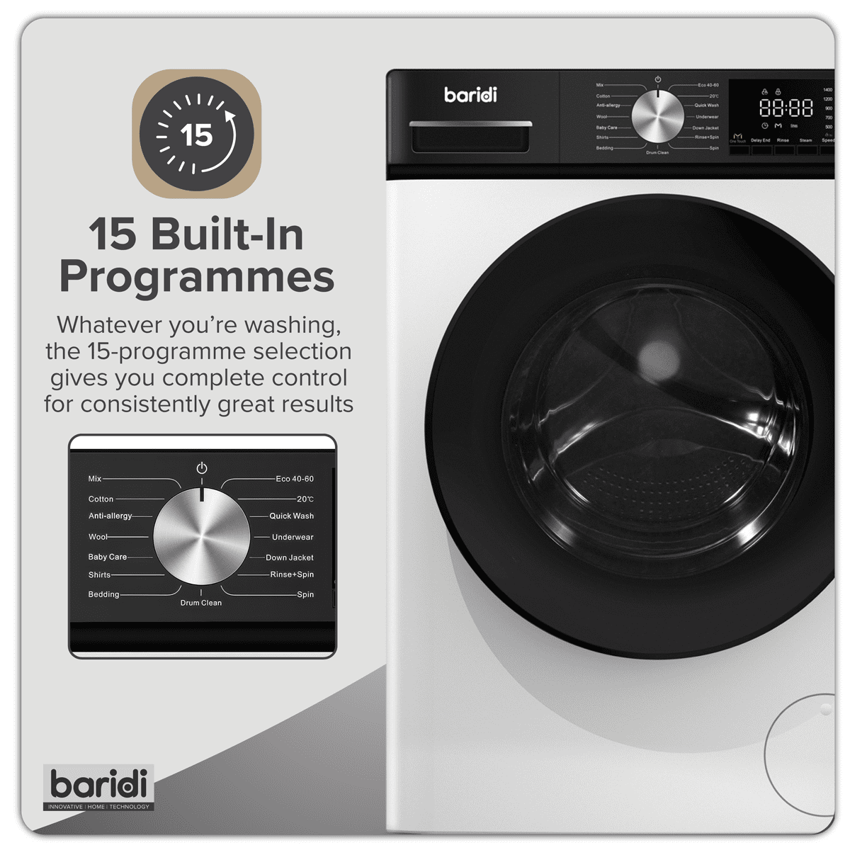 8kg Washing Machine, Front Loading, 1400rpm Energy Rating A – White - Image 12