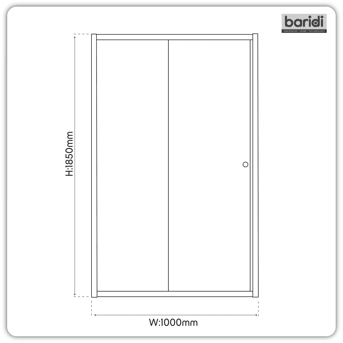 Baridi Sliding Shower Door 1000 x 1850mm, 6mm Tempered Glass, Reversible - Black - Image 5