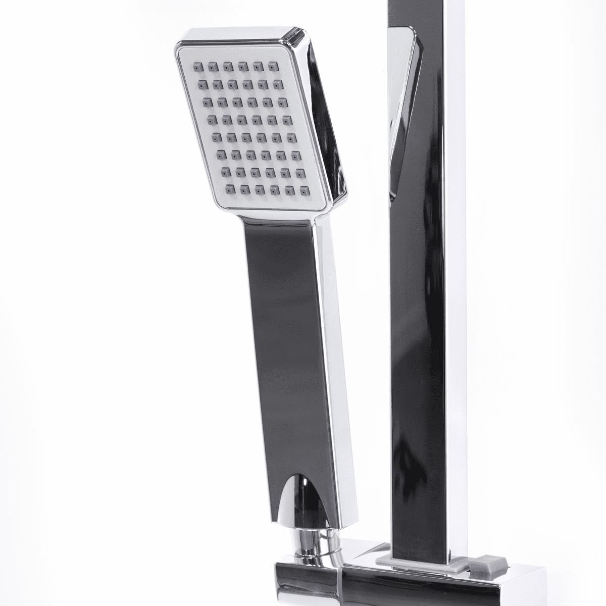 Thermostatic Shower Mixer Set, 20x20cm Square Head, Adjustable Rail - Chrome - Image 8