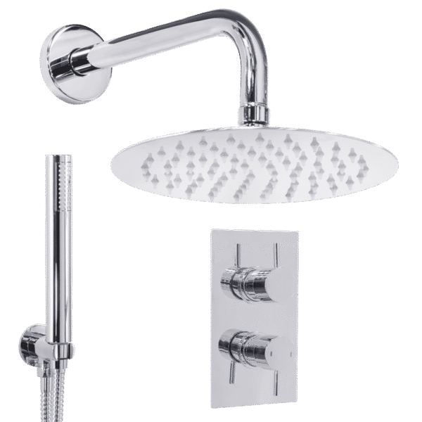 Baridi Concealed Thermostatic Shower Set 20cm Round Head & Hand Shower - Chrome