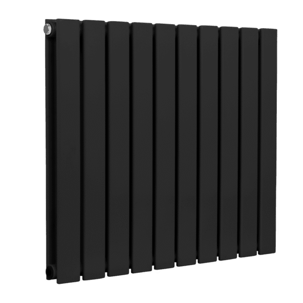 Baridi Horizontal Radiator Contemporary Double Flat Panel Design 600 x 700mm – Black