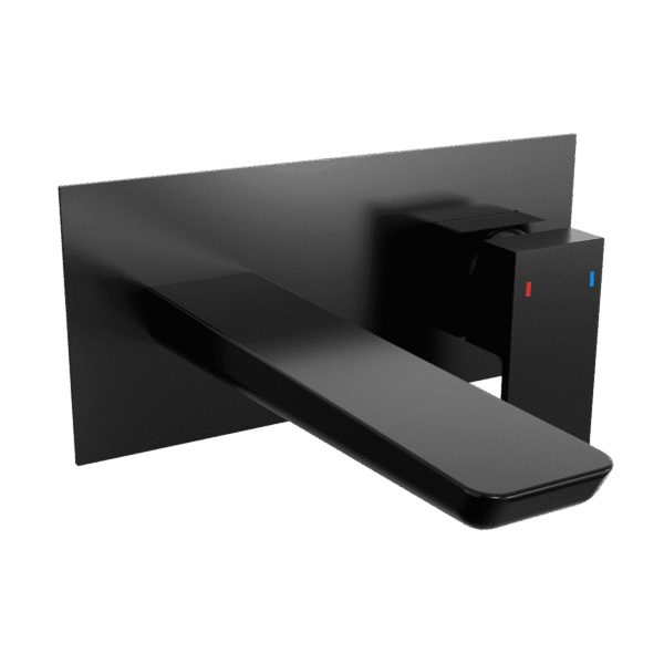 Baridi Wall Mounting Basin Mixer Tap, Square - Matt Black