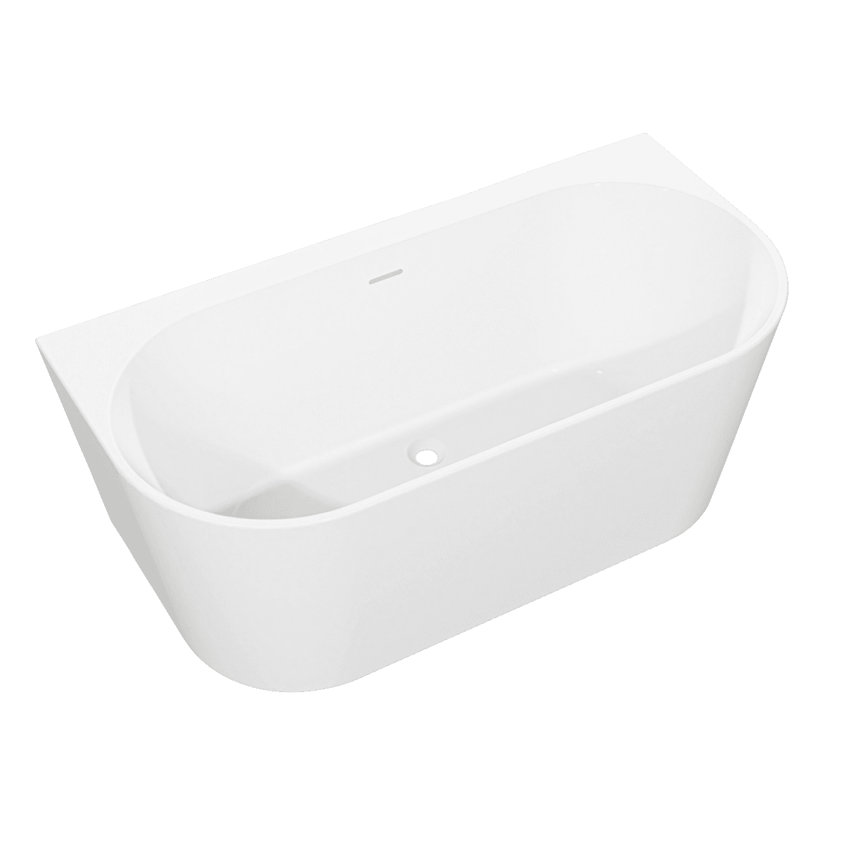 Baridi Back-to-Wall Slim Rim Bath with Overflow System 170cm – Gloss White - Image 5