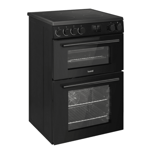 Baridi 60cm Freestanding Cooker with 99L Double Cavity & Ceramic Hob - Black