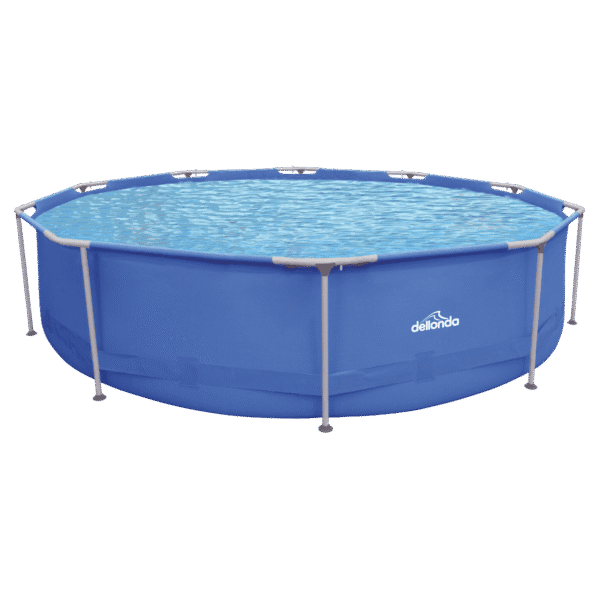 Dellonda Steel Frame Round Swimming Pool with Filter Pump 12ft - Blue