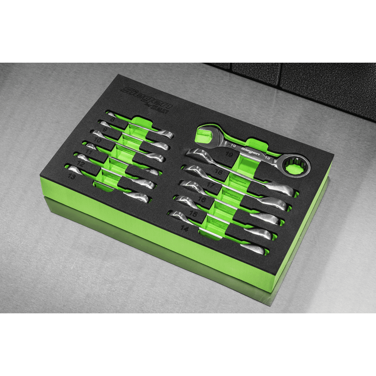 Siegen Stubby Combination Ratchet Spanner Set in EVA Foam Tray 12pc - Image 7