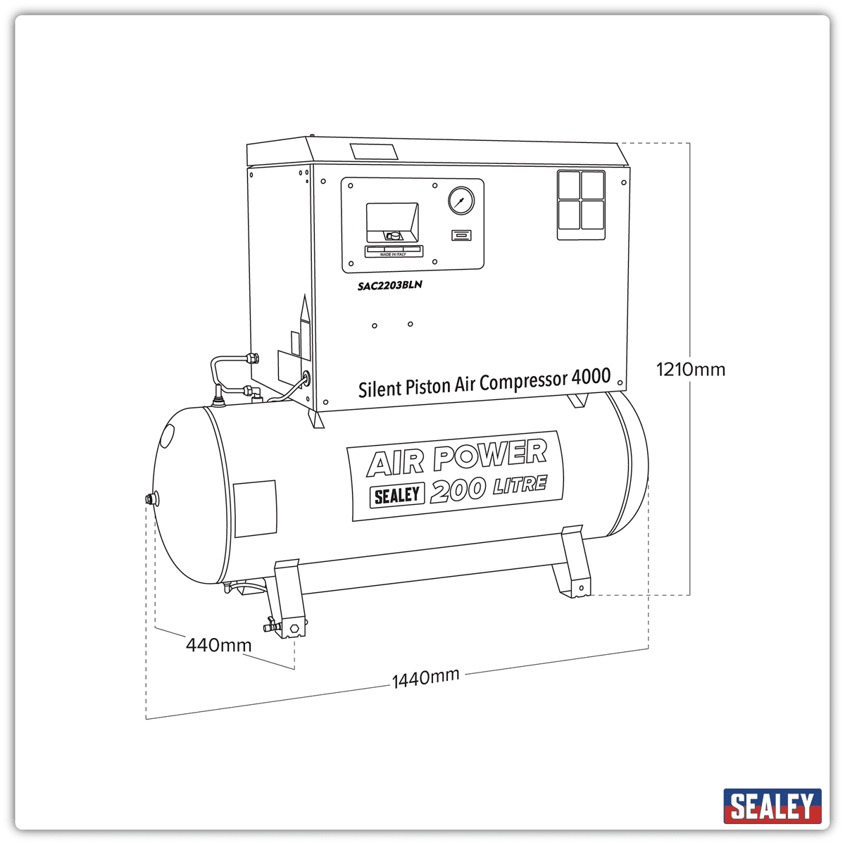 200L Low Noise Belt Drive Air Compressor with Cast Cylinders 3hp - Image 8