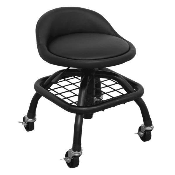 Premier Industrial Pneumatic Creeper Stool with Adjustable Height Swivel Seat & Back Rest