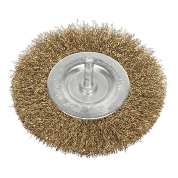 100mm Crimped Flat Wire Brush with 6mm Shaft
