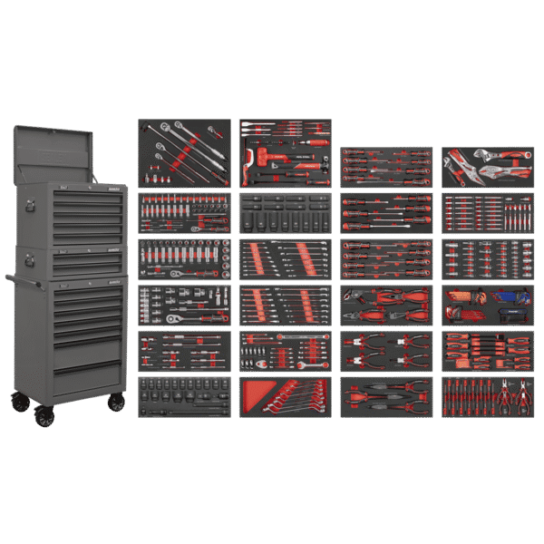 Superline PRO® Tool Chest Combination 14 Drawer with 447pc Tool Kit - Grey