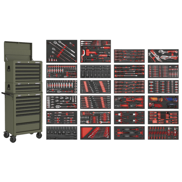 Superline PRO® Tool Chest Combination 14 Drawer with 447pc Tool Kit - Khaki