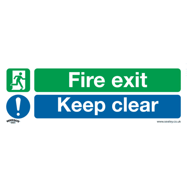 Worksafe® Fire Exit Keep Clear Safety Sign - Rigid Plastic