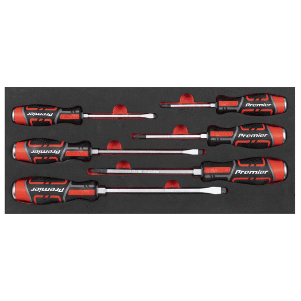 Premier Hammer-Thru Screwdriver Set with Tool Tray 6pc